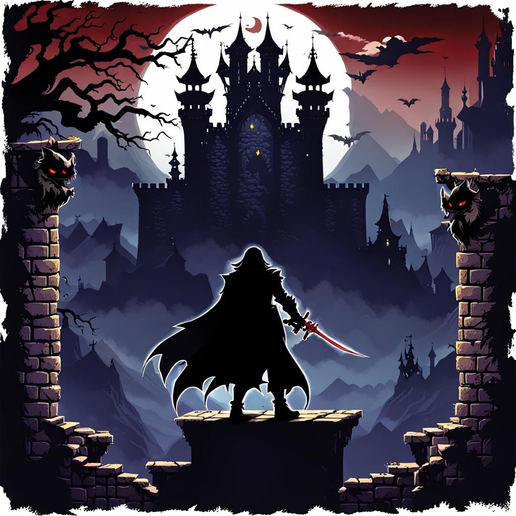 Dark Castle Silhouette: A Gothic Horror Scene