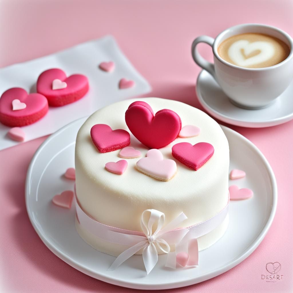 Heart-Shaped Pink Tteok Cake Dessert