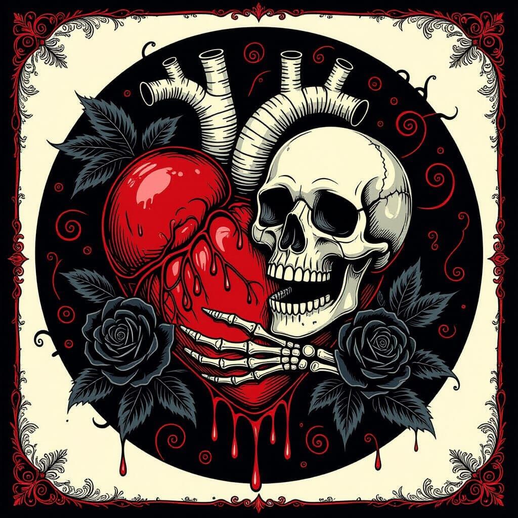 Gothic Heart Skeleton Valentine's Card