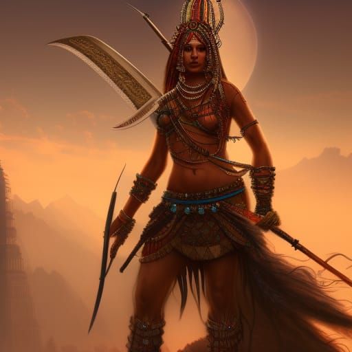 Indian Warrior Princess in Detailed Matte Painting