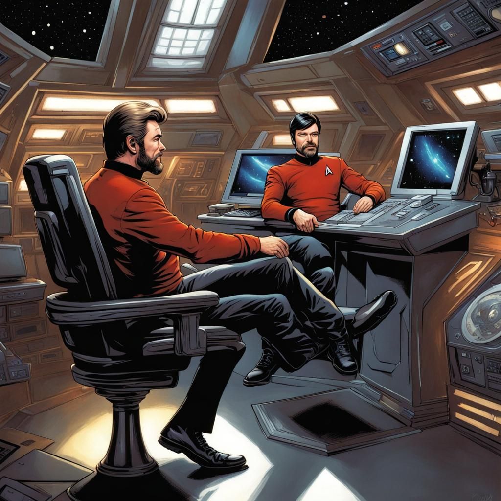 william riker in star trek in the captains chair of the uss ...