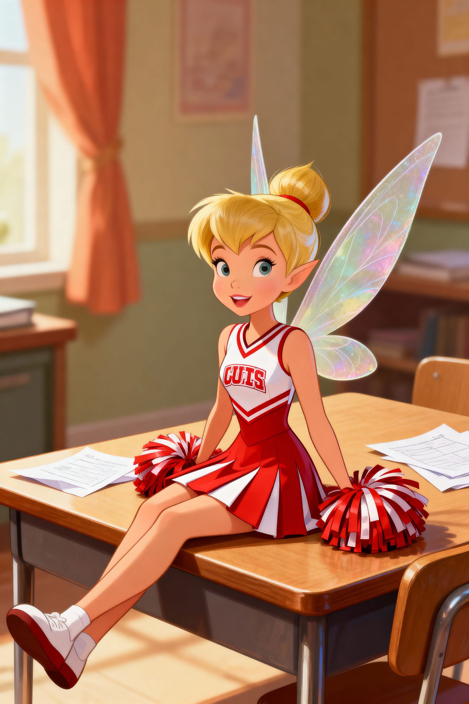 Tinkerbell as Cheerleader Ready for Game