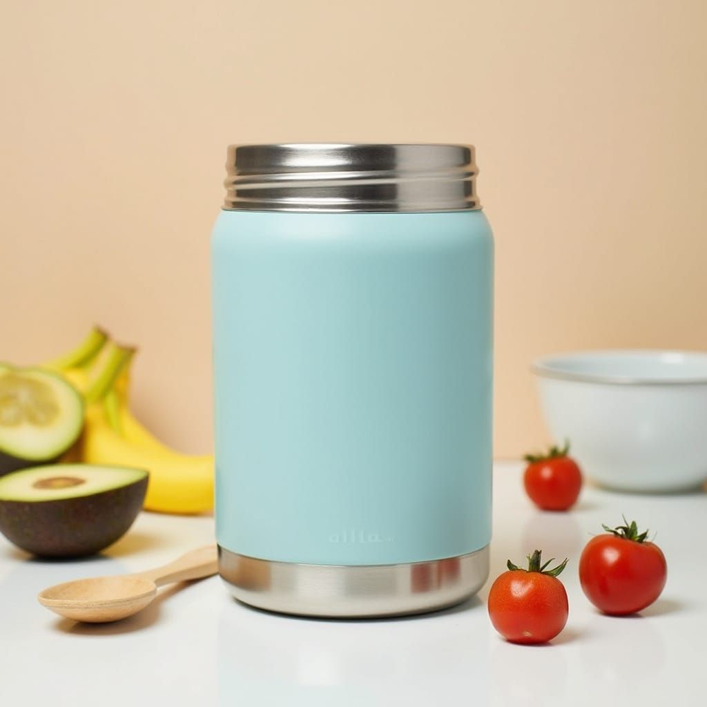 Modern Stainless Steel Food Jar with Fresh Ingredients