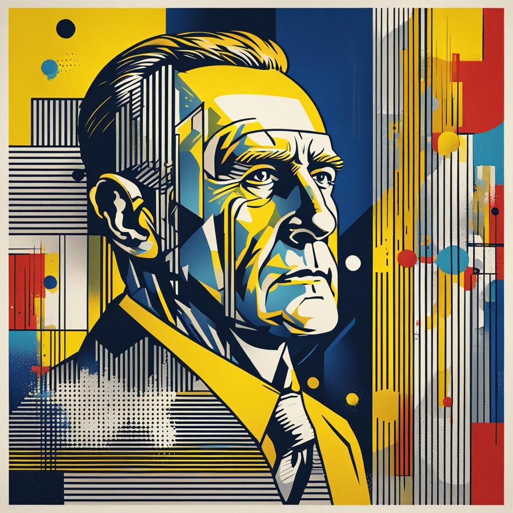 Werner Heisenberg Portrait in Roy Lichtenstein Pop Art Style