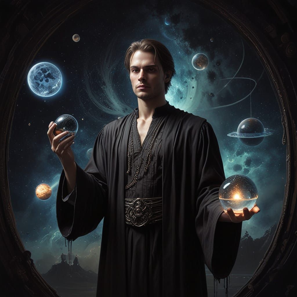 Mystical Wizard in Cosmic Galaxy