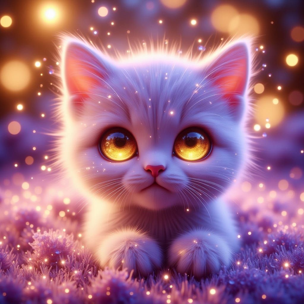 Sparkly Crystal Kitten in Mucha-Inspired Style