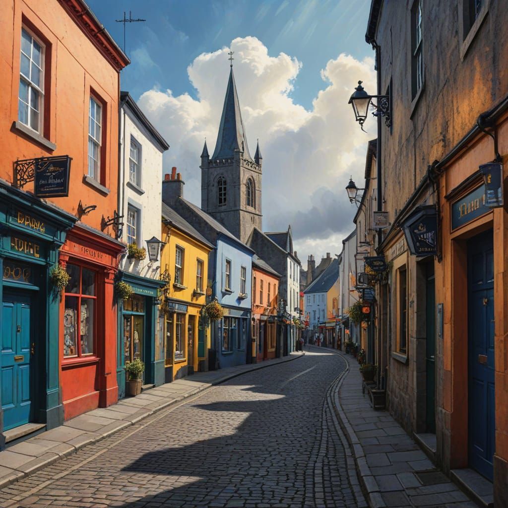 Gouache Painting of Ancient Ennis Streets