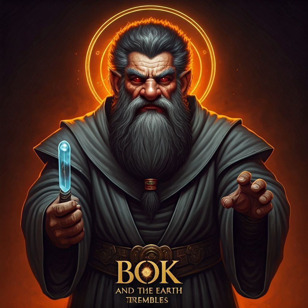 Dwarf Warrior with Magic Wand in Dark Fantasy Style