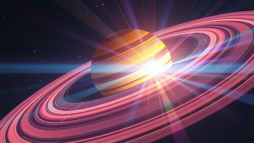 Rainbow Saturn Rings in Street Art Style