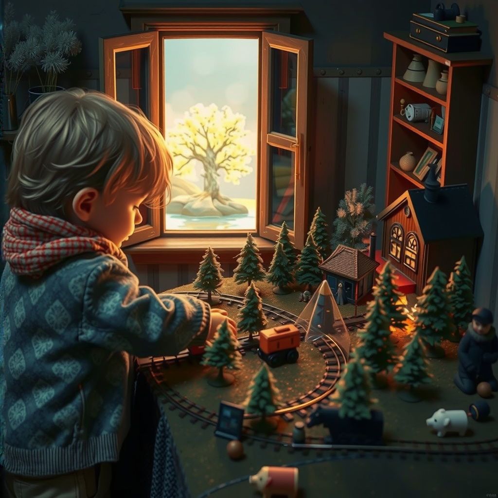 Child Creates Magic Lake on Miniature Landscape