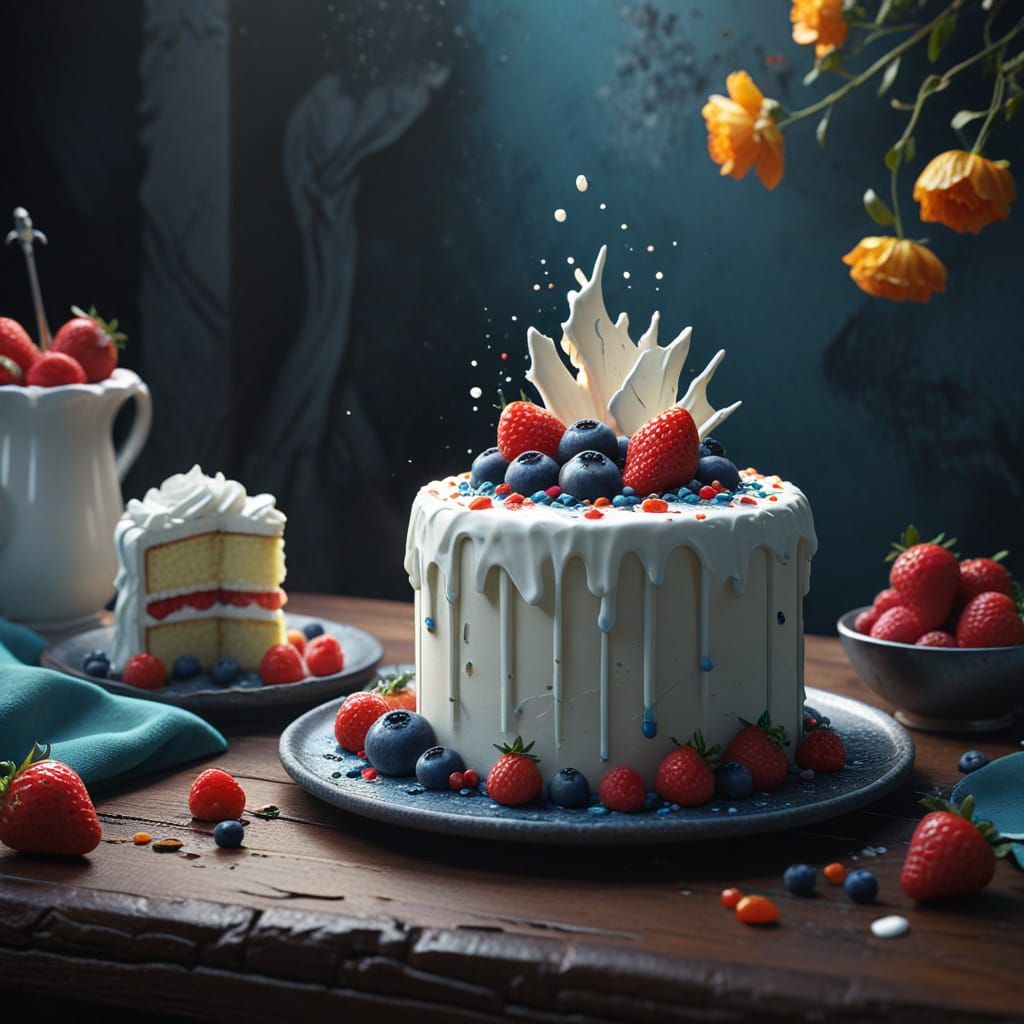 Simple White Cake: Detailed Matte Painting