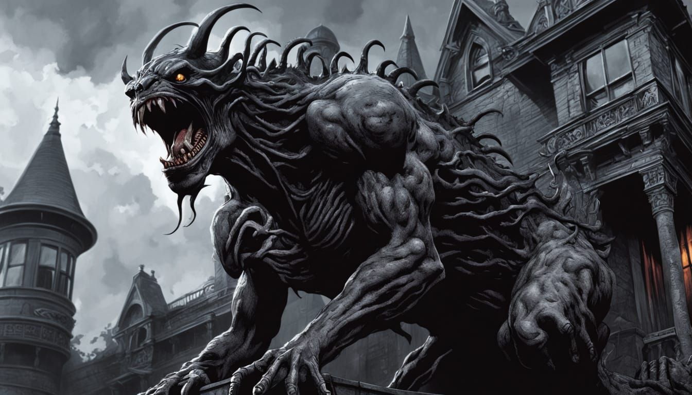 Gothic Cryptid in Victorian Mansion: Dark Fantasy Art