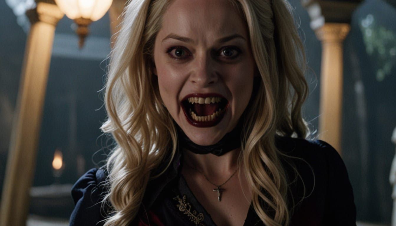 Roaring Vampire with Sharp Fangs