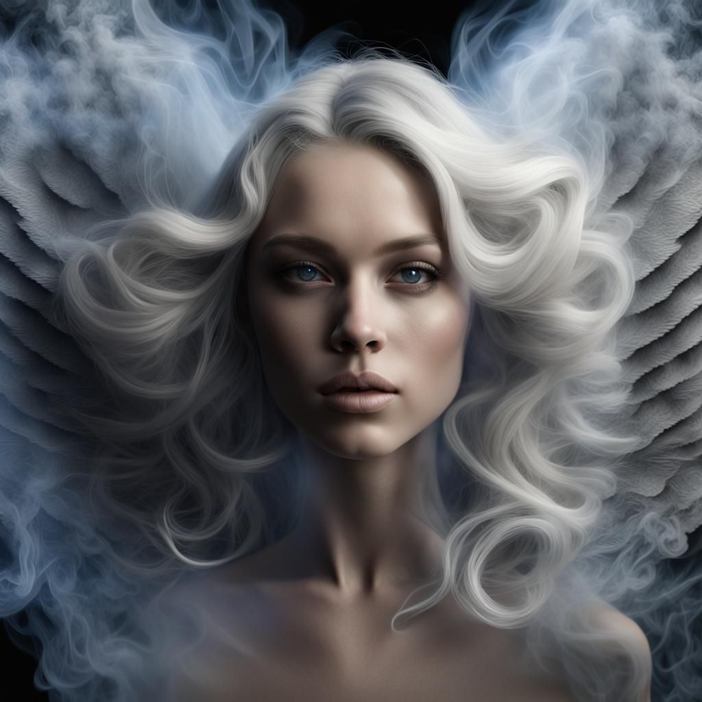 Ethereal Smoke Angel in 3D Shading