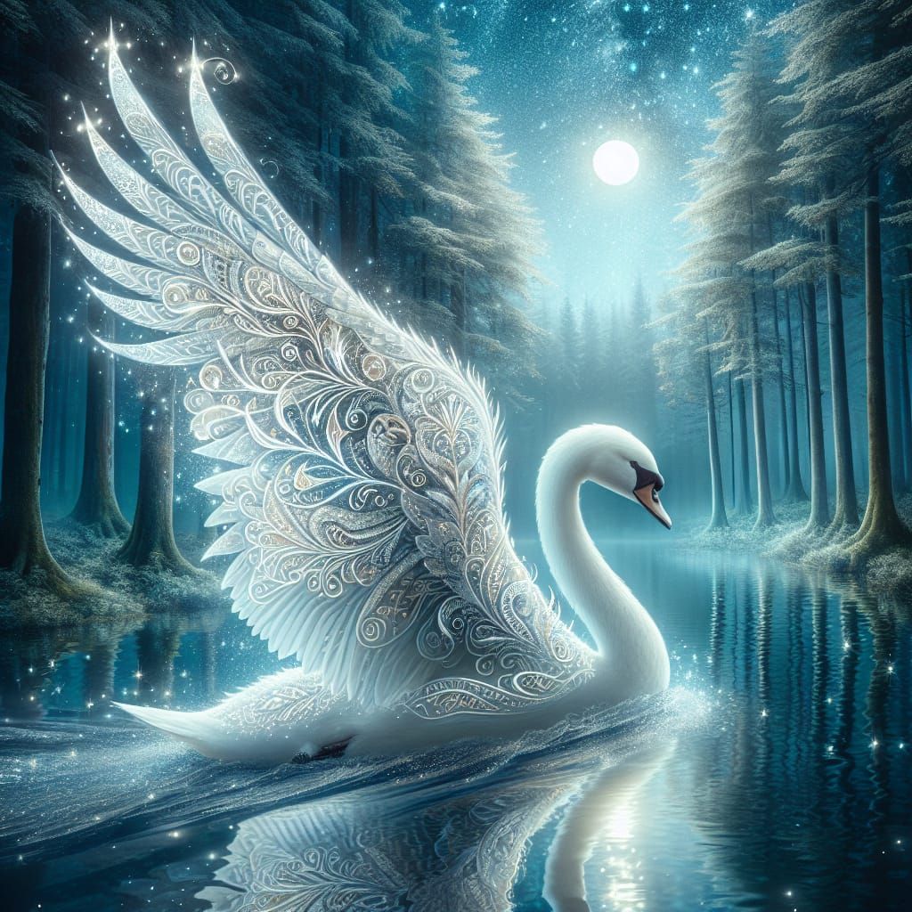 ethereal white swan
