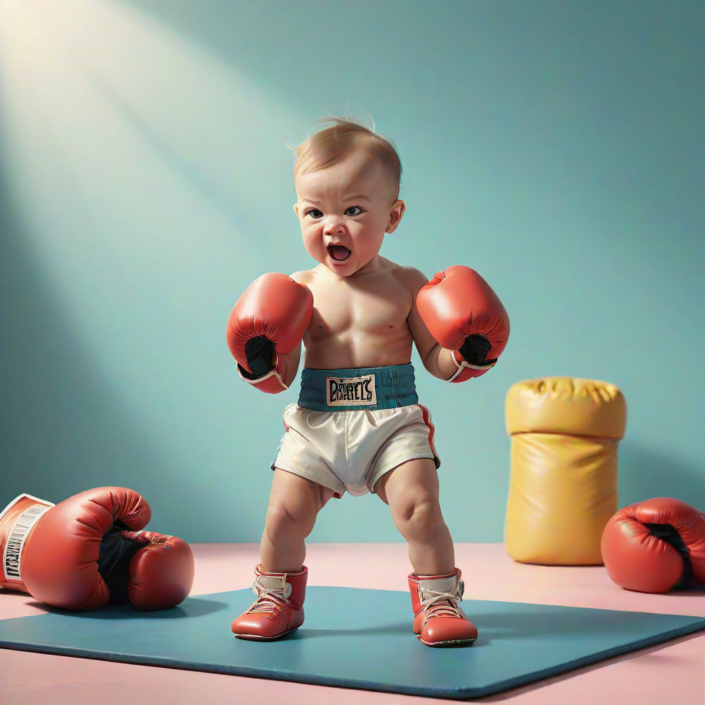 Joyful Baby Boxer in Vibrant Pastels