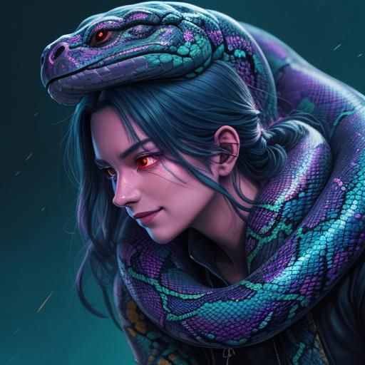 Cheerful Boa Constrictor in Hyperreal Savannah