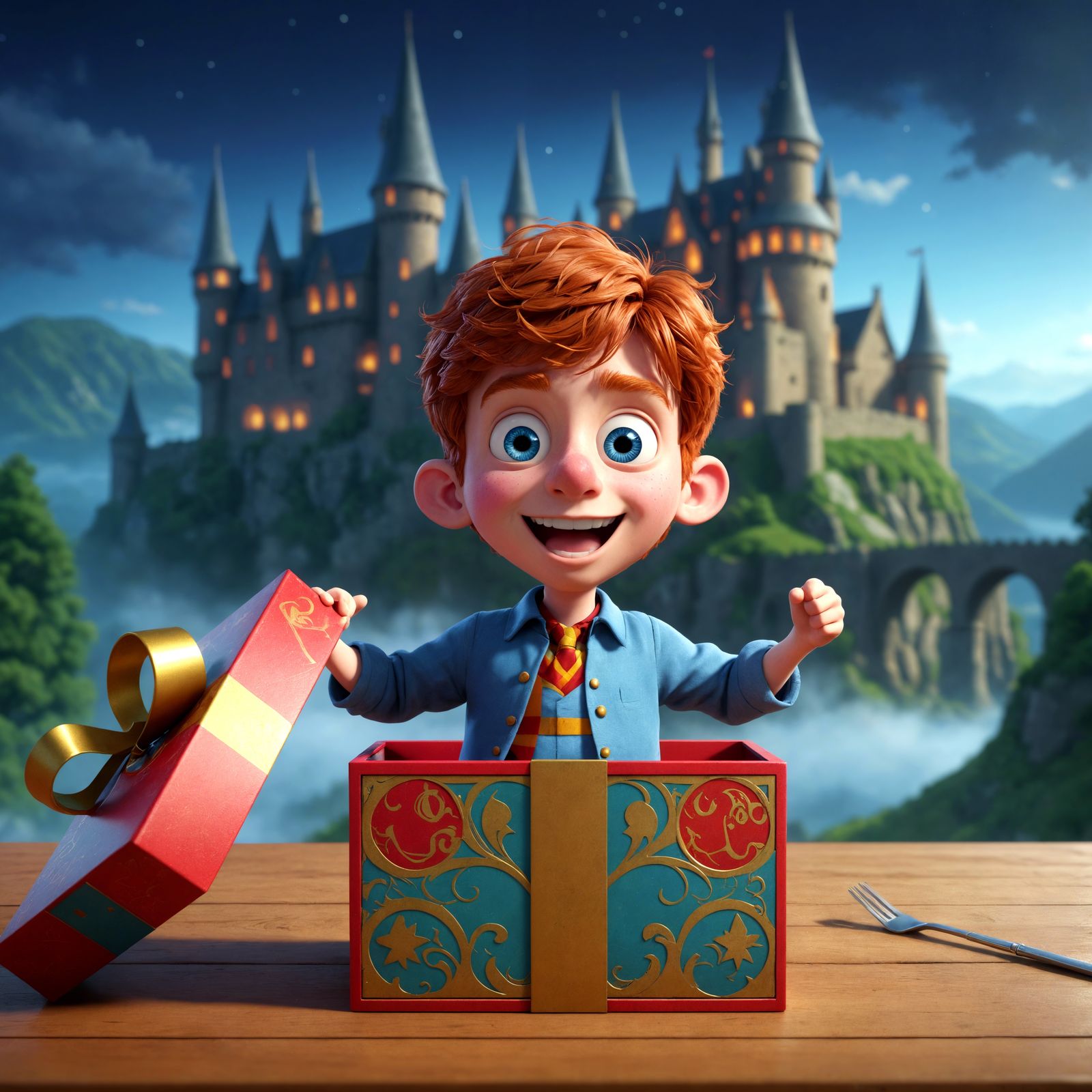 Cheerful Redhead Pops From Surprise Box