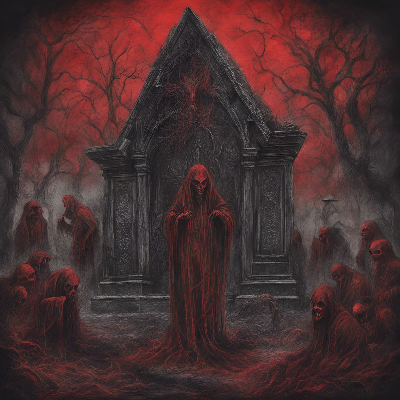 Evil Satanic Ritual in Red Mist Cemetery