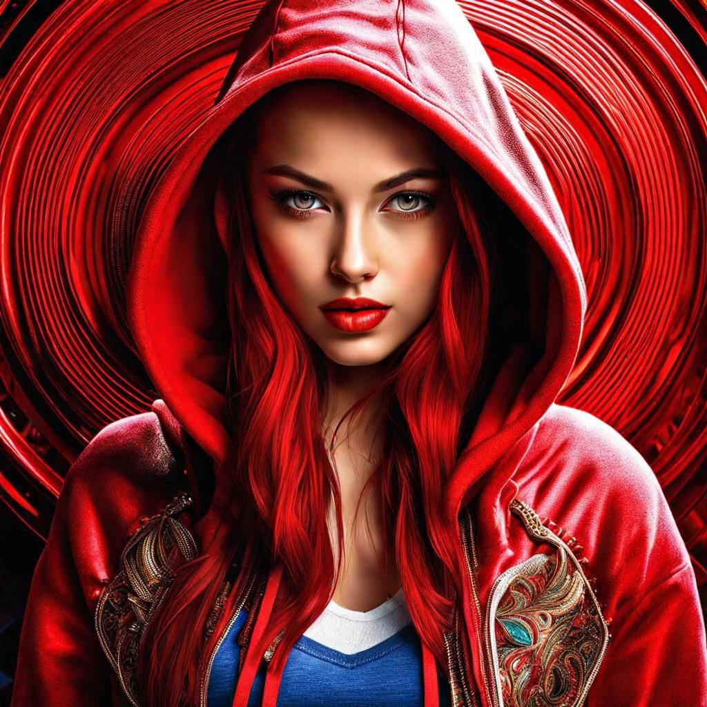 red hoodie girl