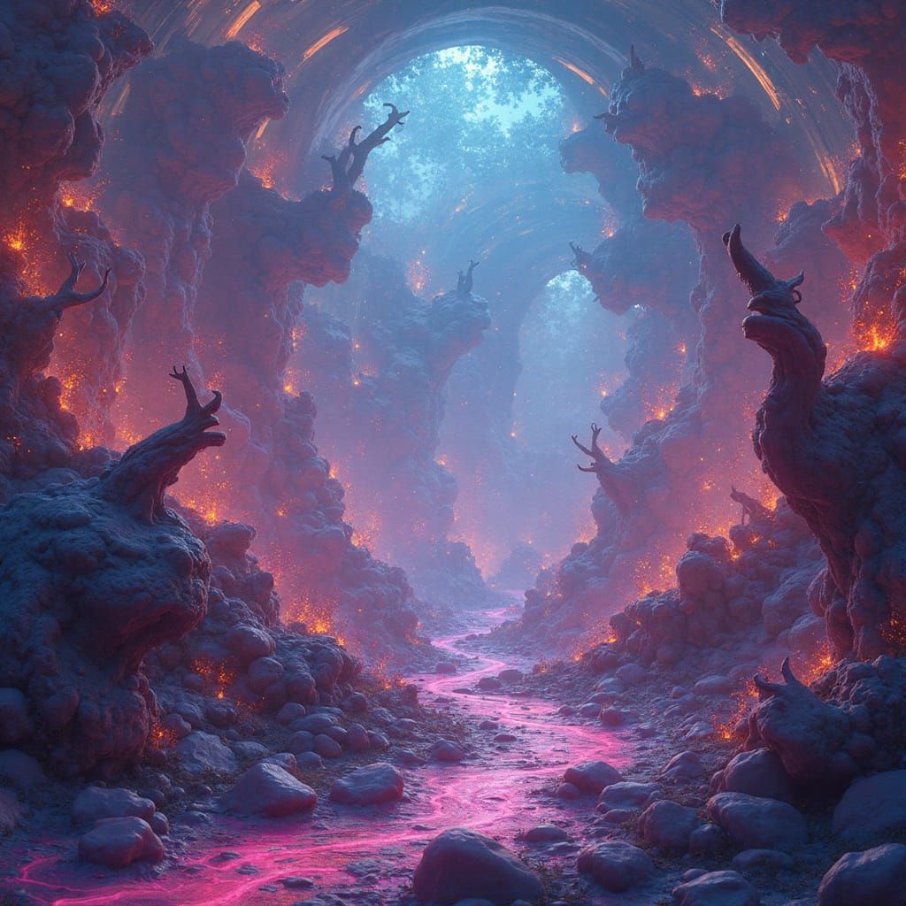 Kaleidoscopic Dreamscape with Swirling Patterns