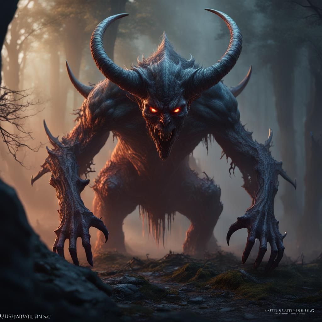 Demonic Entity Emerges from Mist: Matte Painting