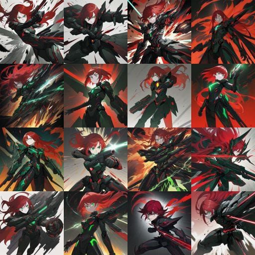 Gynoid Warrior in Red and Black Armor