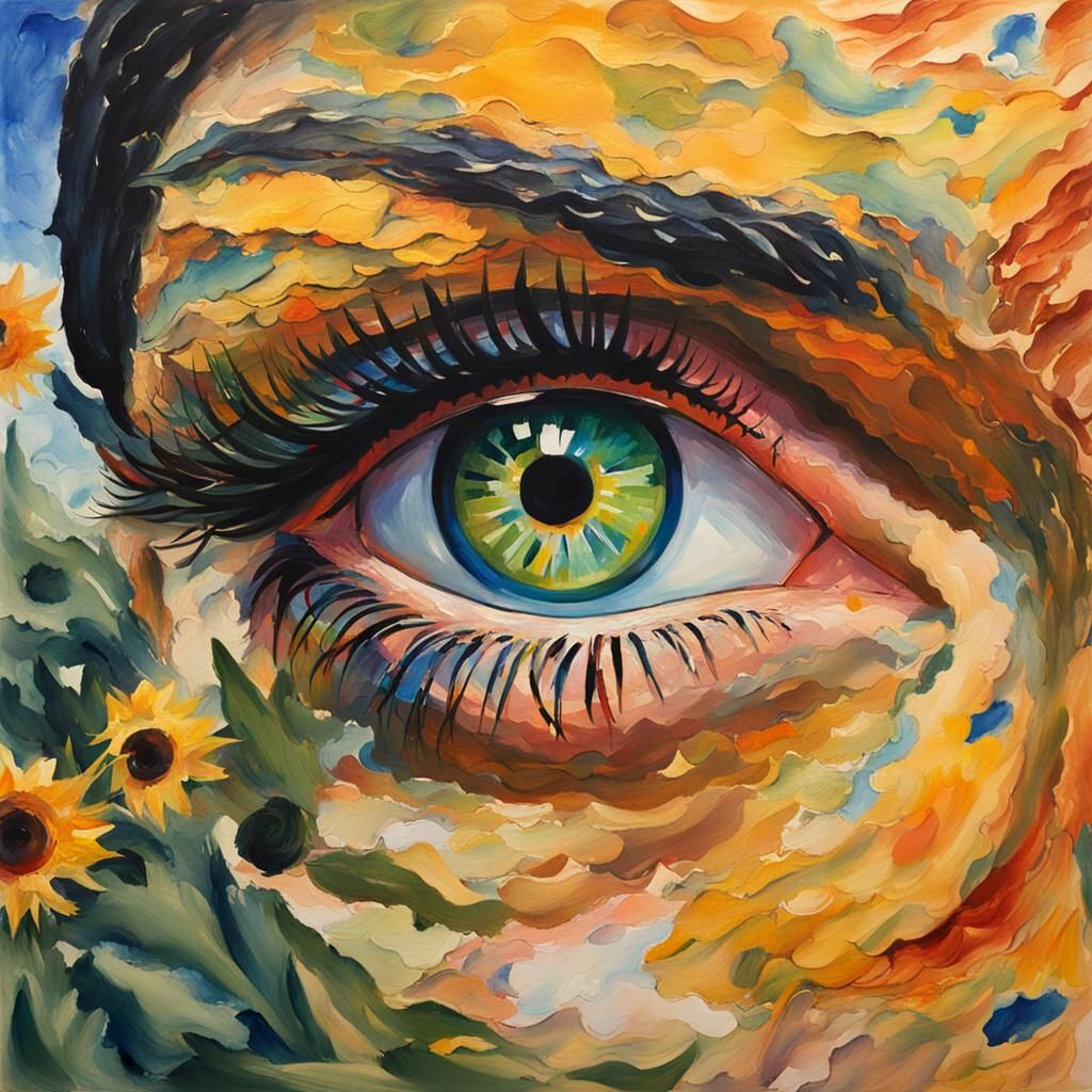 Abstract Portrait in Gouache Style