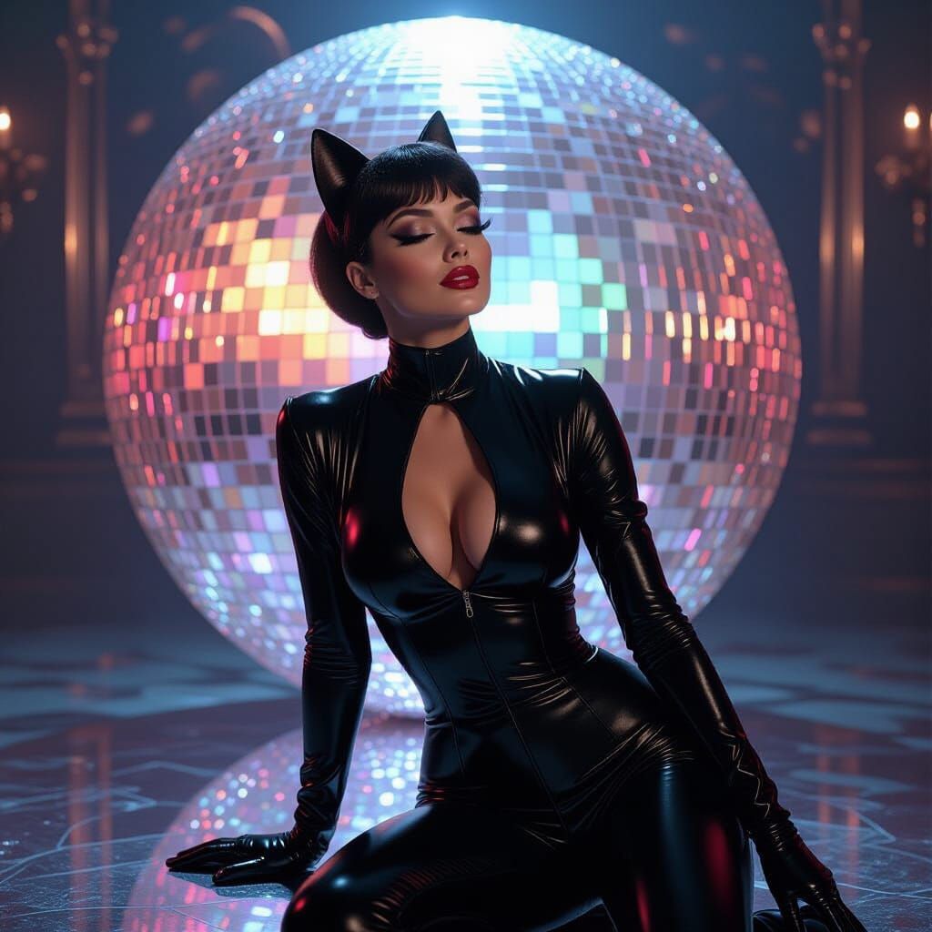 Catwoman in Mirrored Ballroom: Afrofuturistic Art