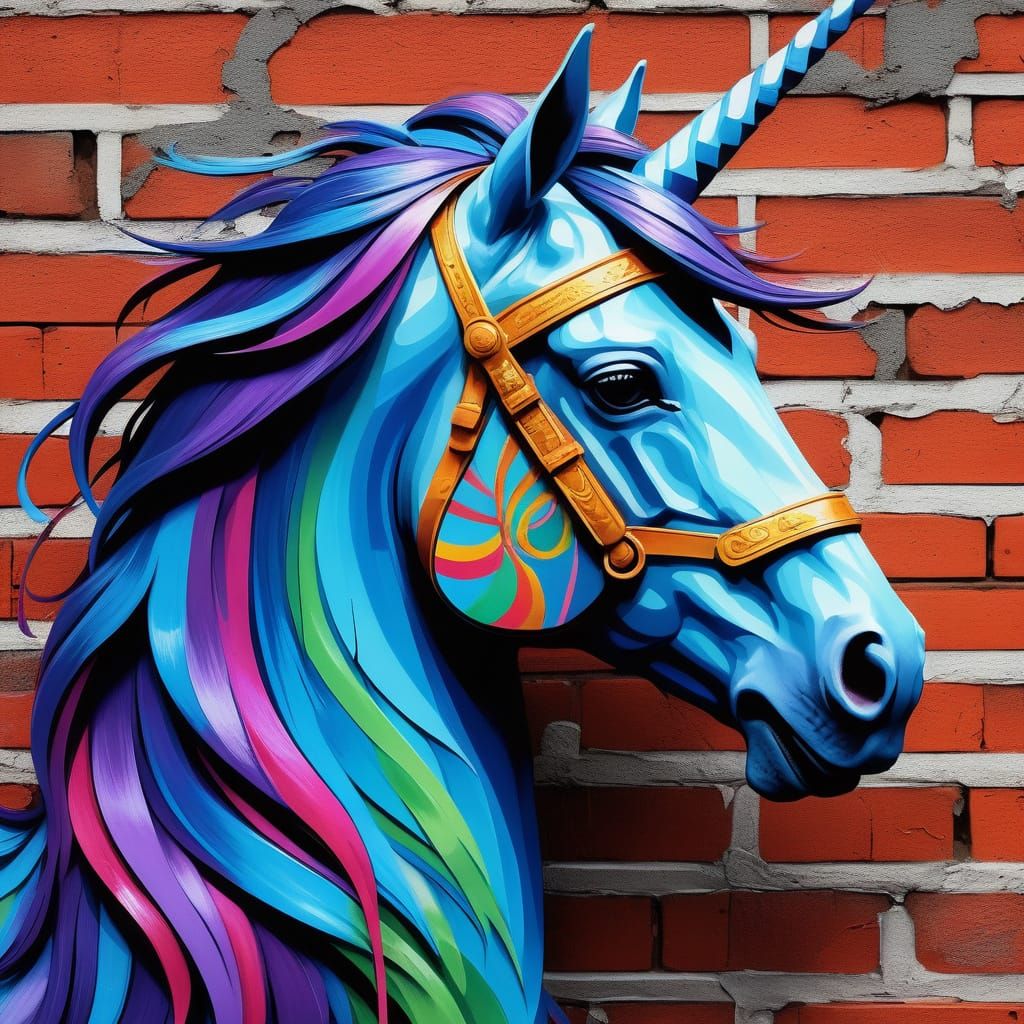 Vibrant Princess in Urban Splendor with Unicorn