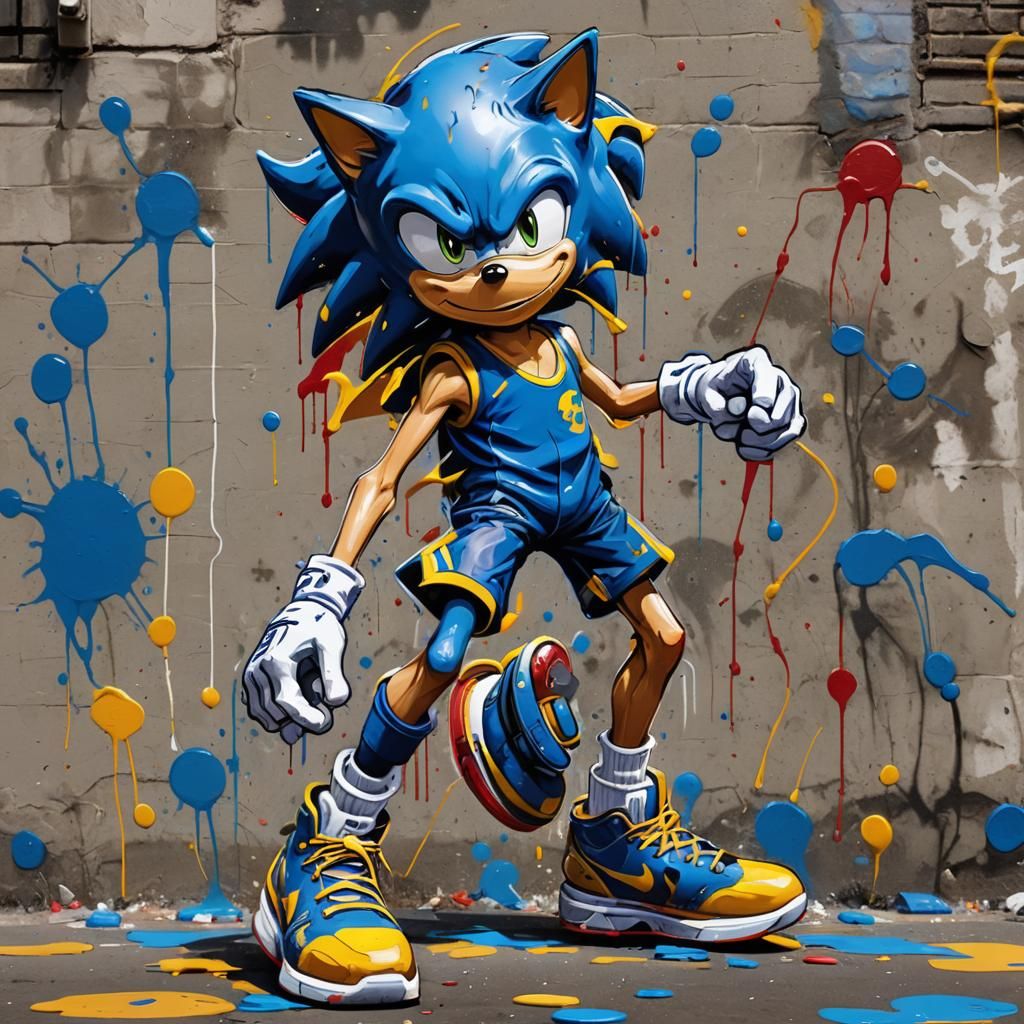 Sonic as Stephen Curry in Graffiti Art Style