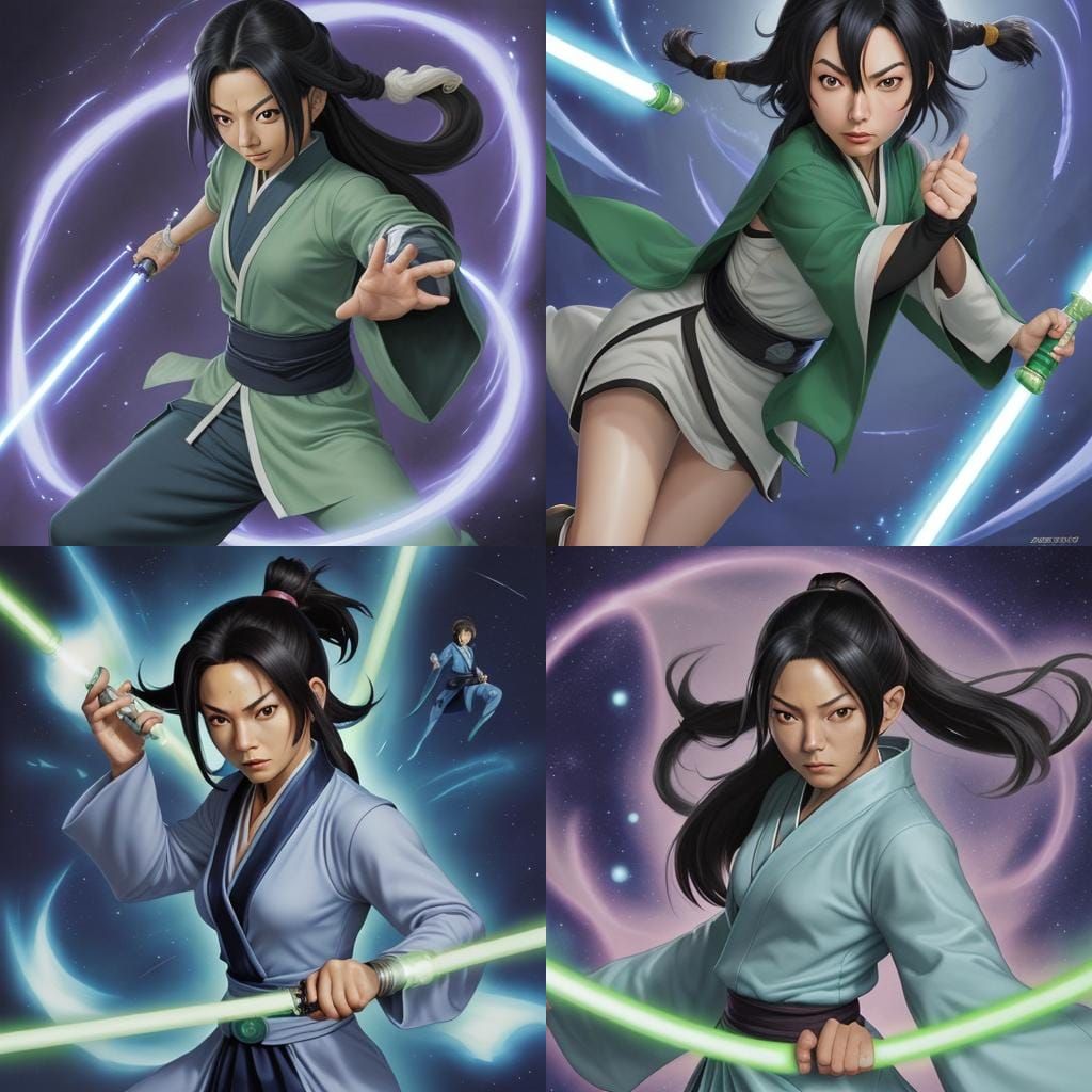 Jade Chan as Jedi in Anime Style