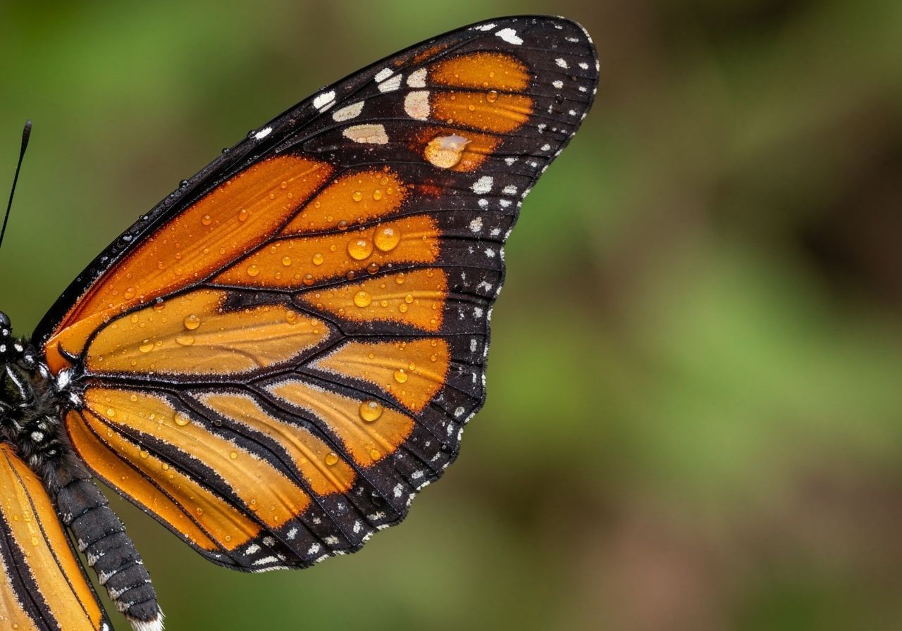Detailed Monarch Butterfly Wing Close-Up Photograph