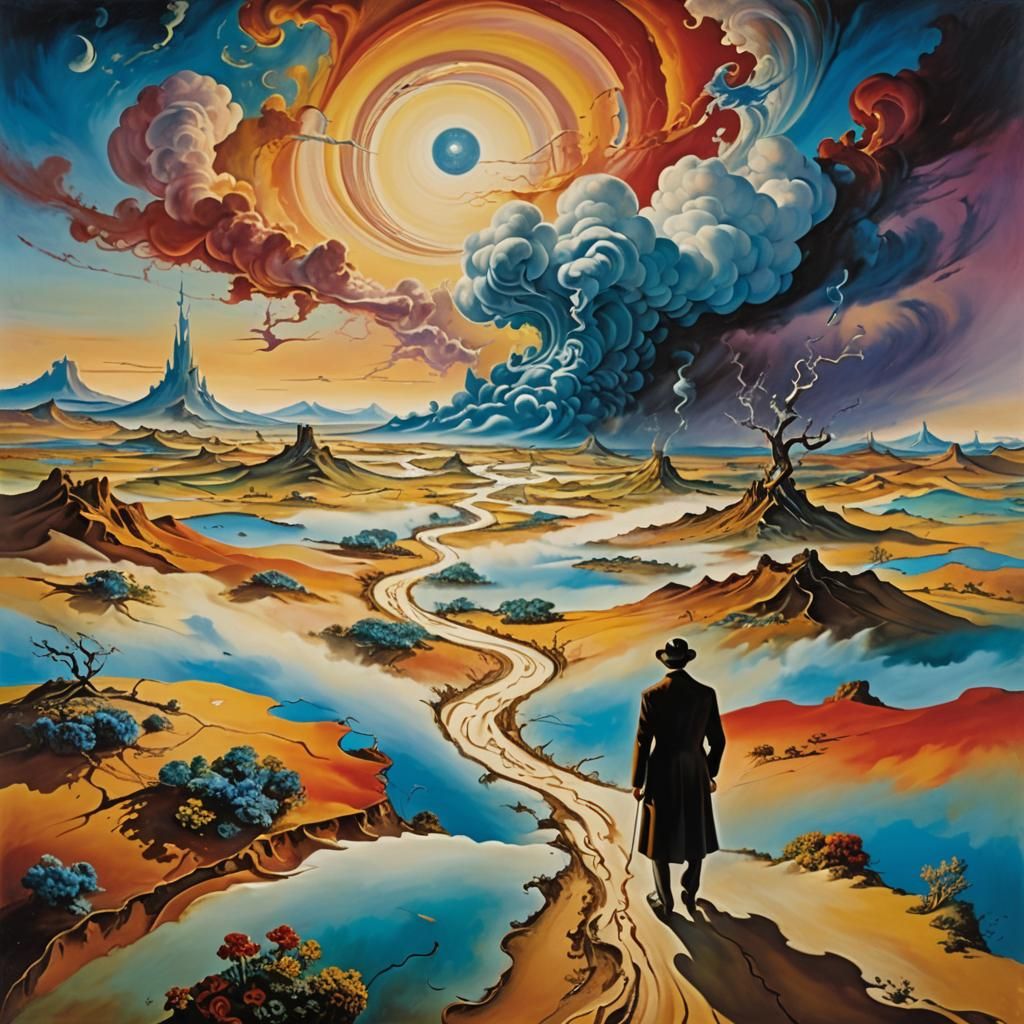 Surreal Crossroads: A Dreamlike Landscape in Digital Art