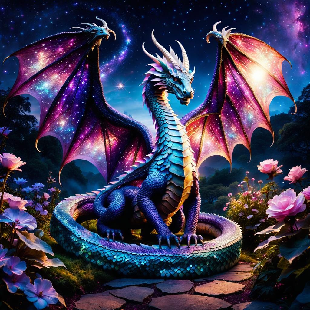 Sequined Serpent Dragon in Eden: Fantasy Art