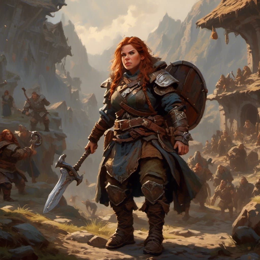 Female Dwarf Warrior in Hyperrealistic High Definition