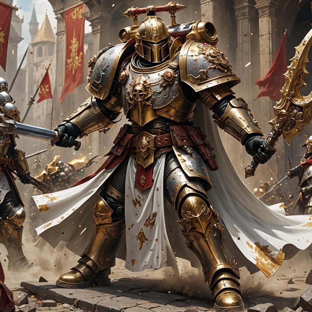 Warhammer 40k Custodes in Combat: Hyperrealistic Concept Art