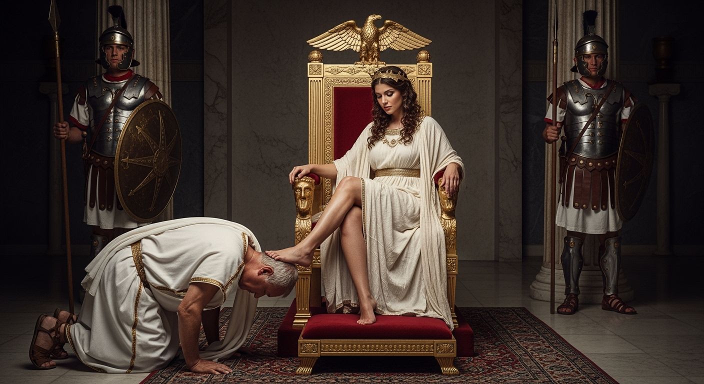 Empress Messalina on a Luxurious Throne in Ancient Rome