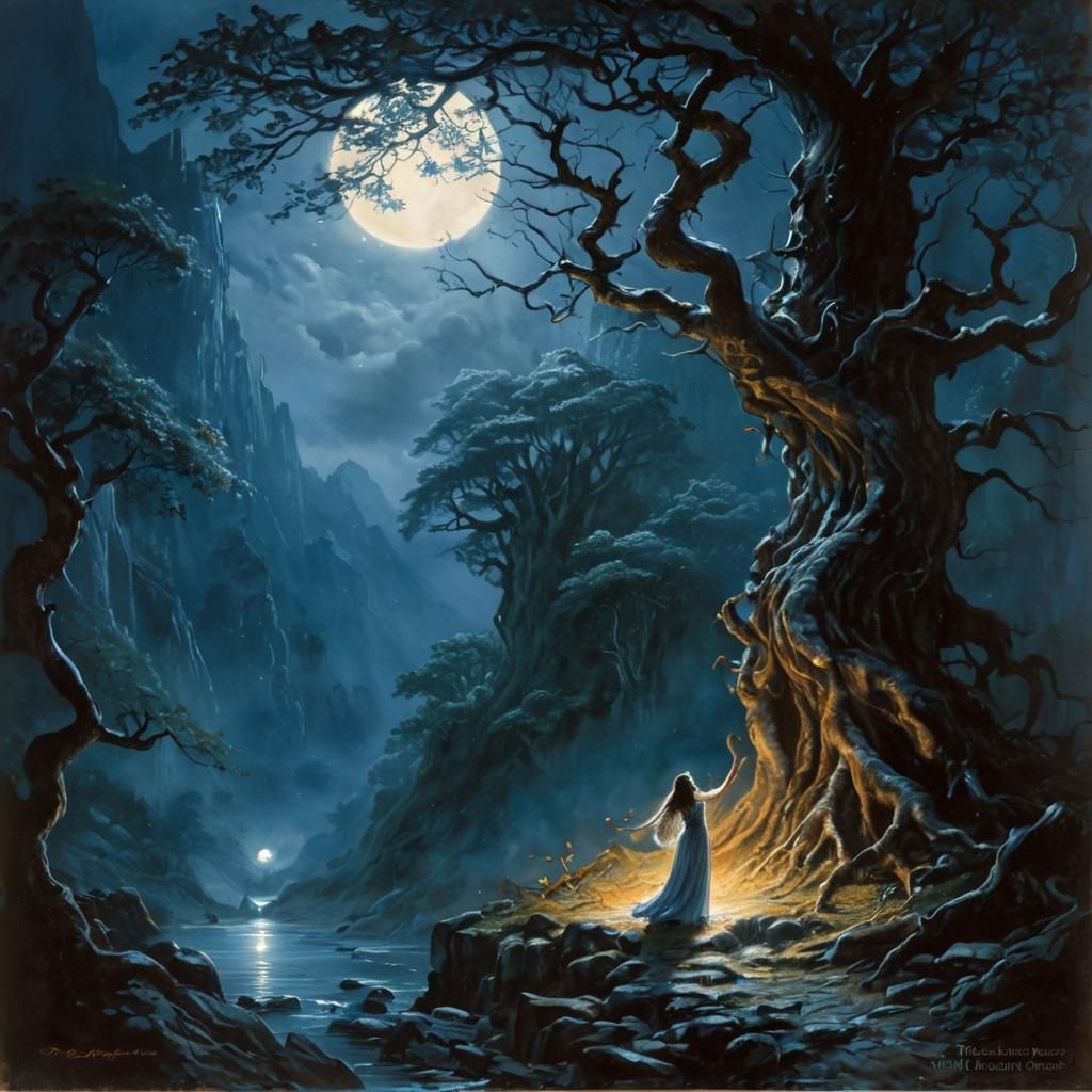 Lúthien Dances in Neldoreth Forest, Oil Painting