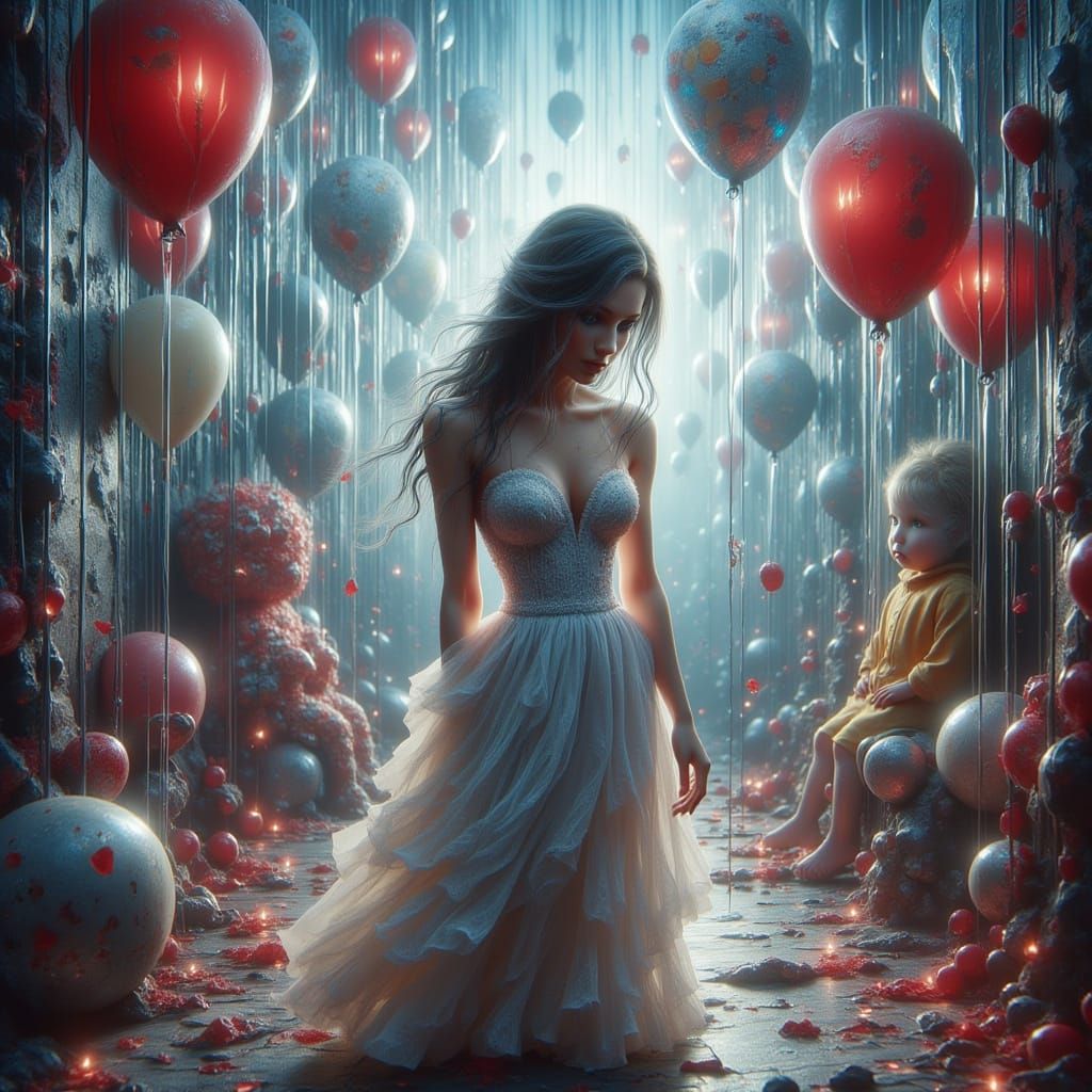 Teenage Girl Disinterested at Birthday Party in Vibrant Styl...