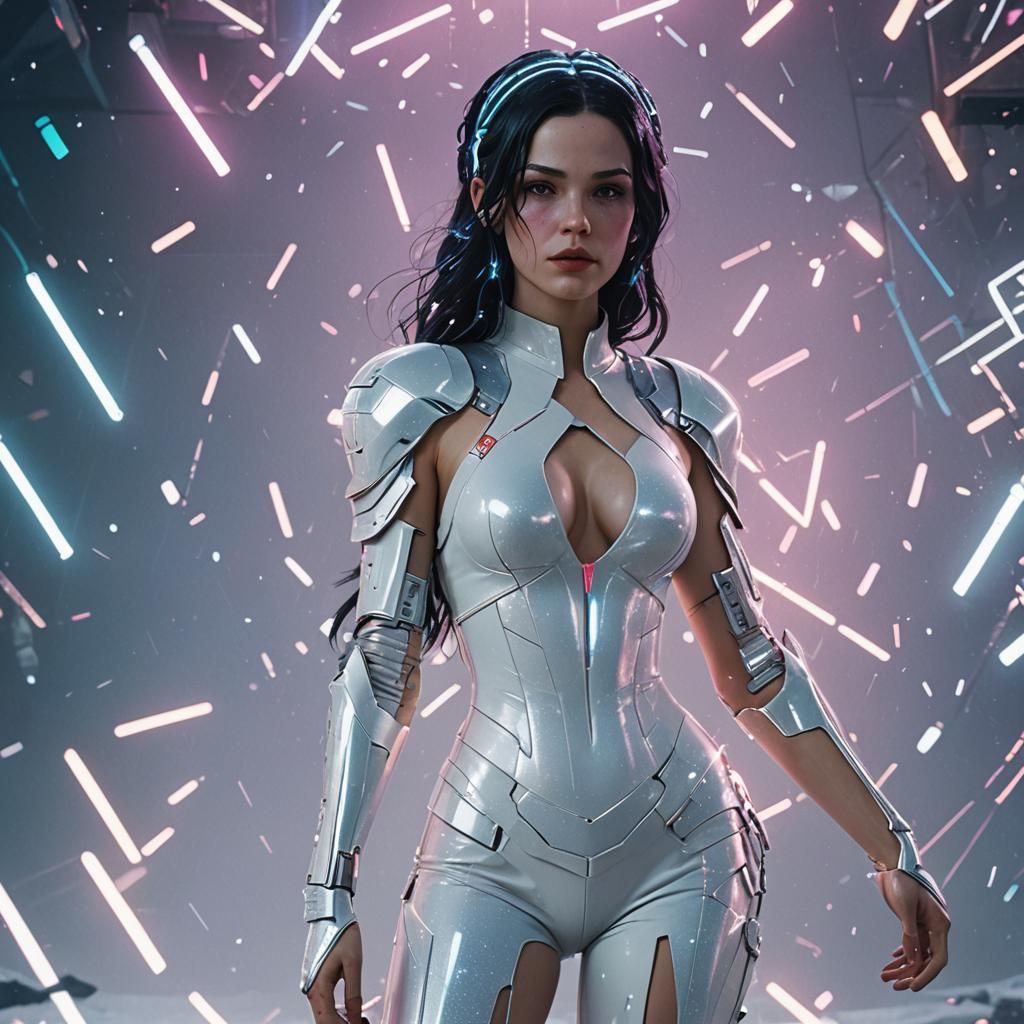 Snow White Space Mermaid in Cyberpunk Style