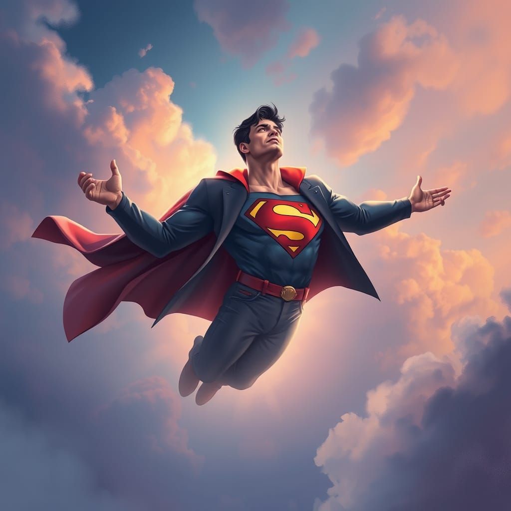 Superman in Dreamlike Ethereal Twilight Scene