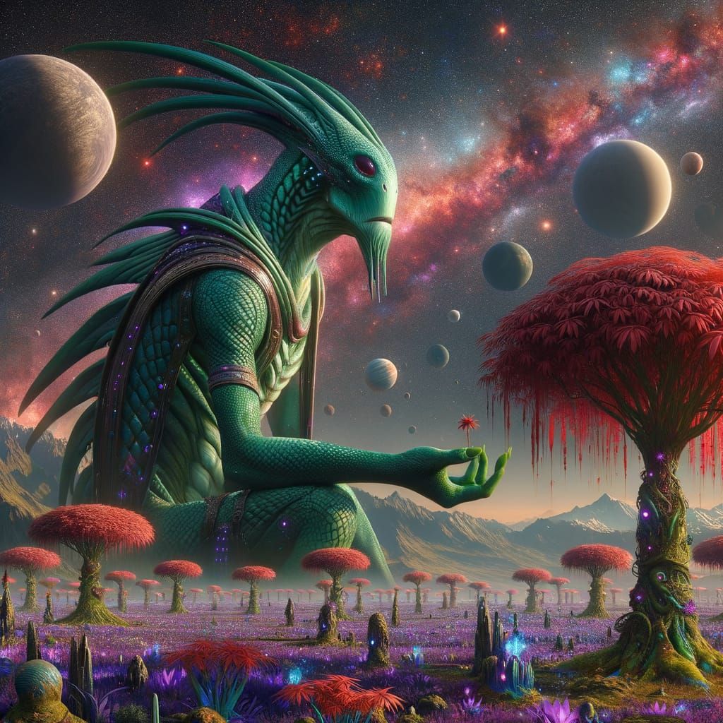 Planet of Towering Green Humanoids: Fantasy Concept Art