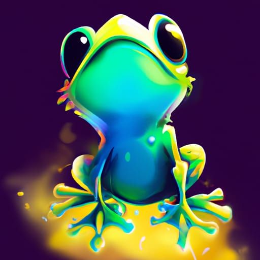Adorable Chibi Frog Portrait in Digital Art Style