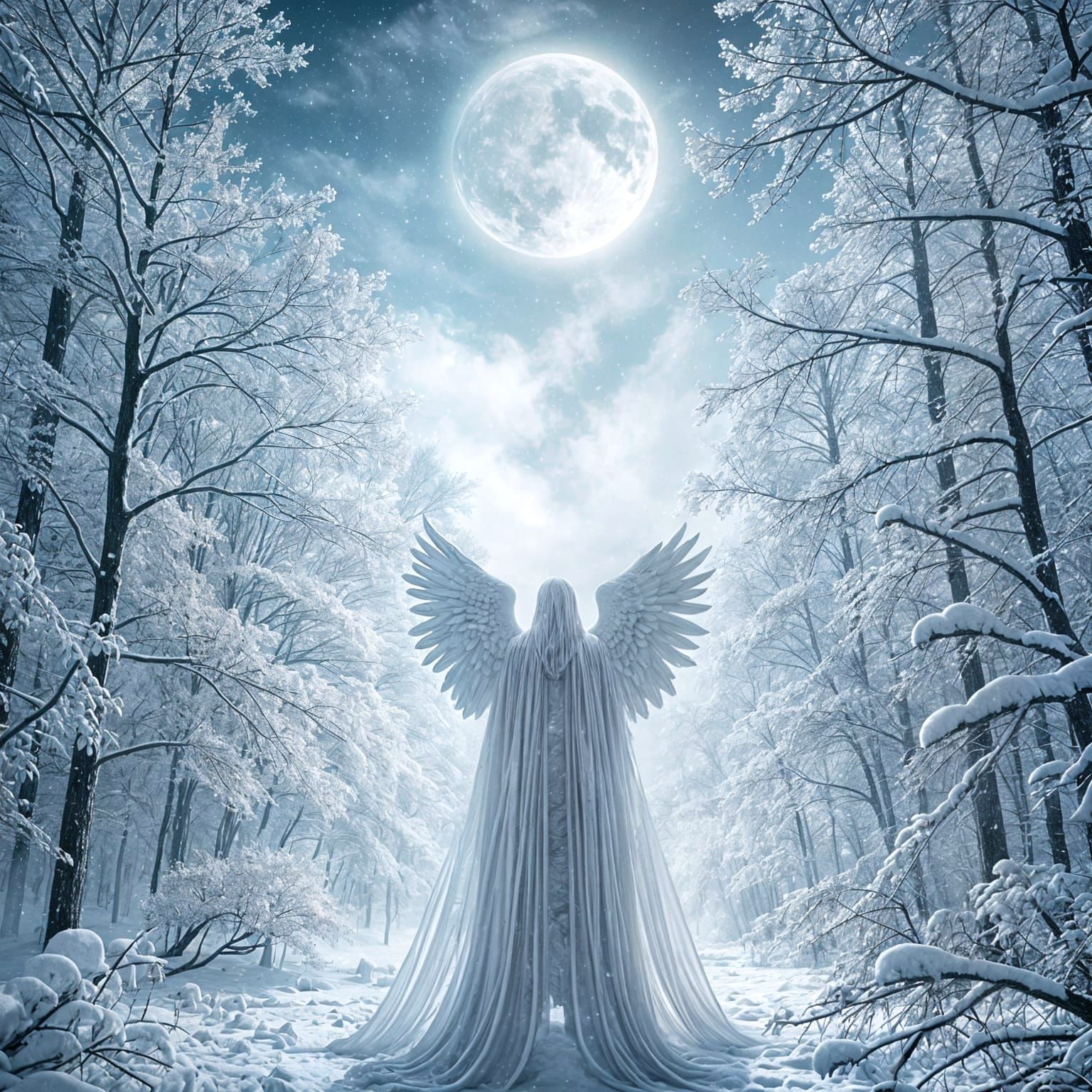 Cinematic White Temple in Moonlight