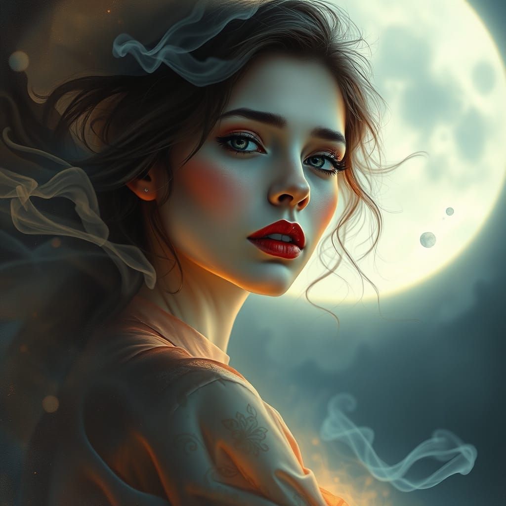 Surreal Smoke Goddess in Lunar Silks