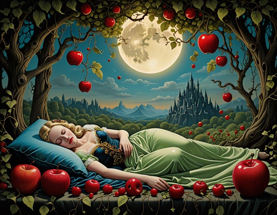 Sleeping Beauty in a Surreal Dreamscape