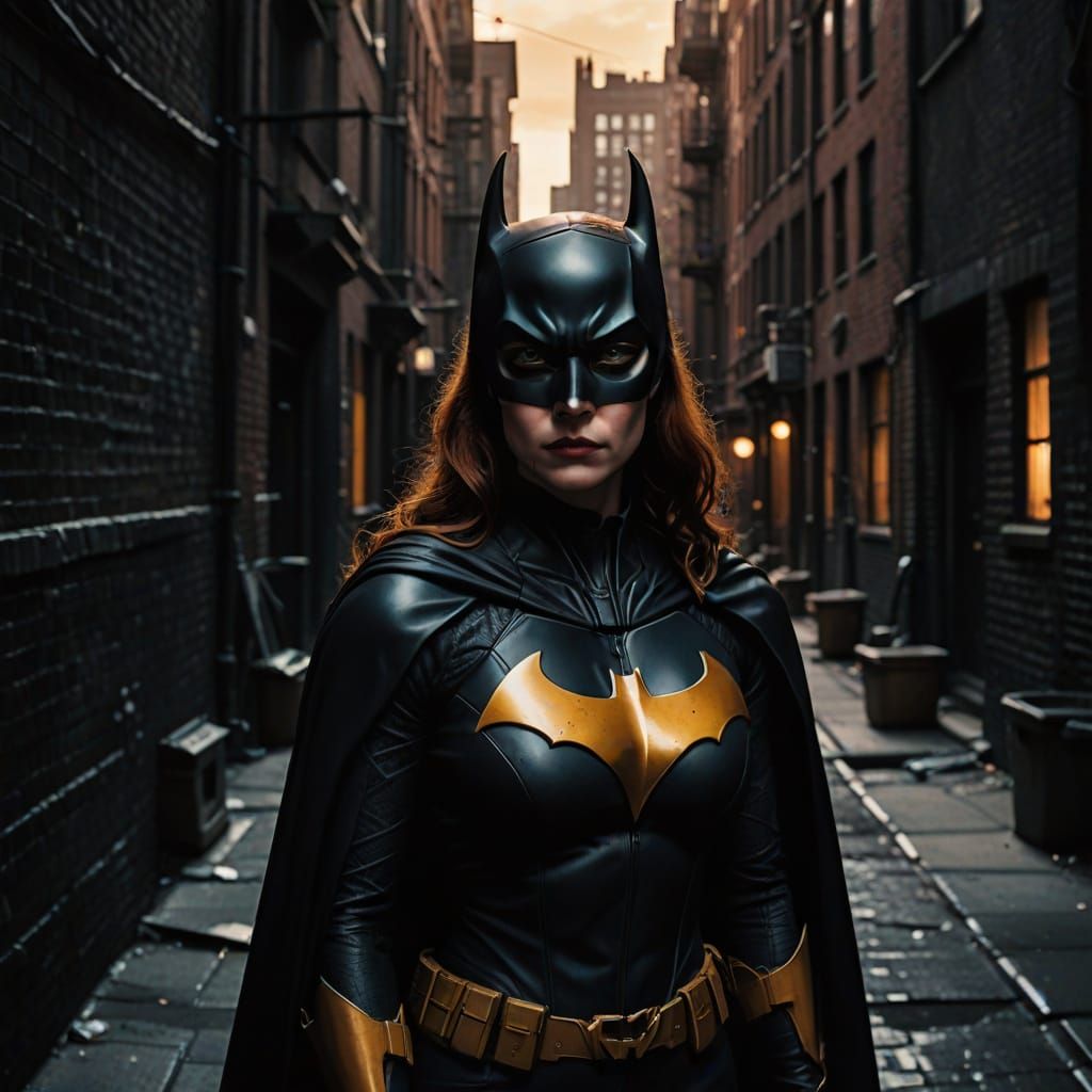 Gothic Batgirl Portrait in Gotham City Alleyway