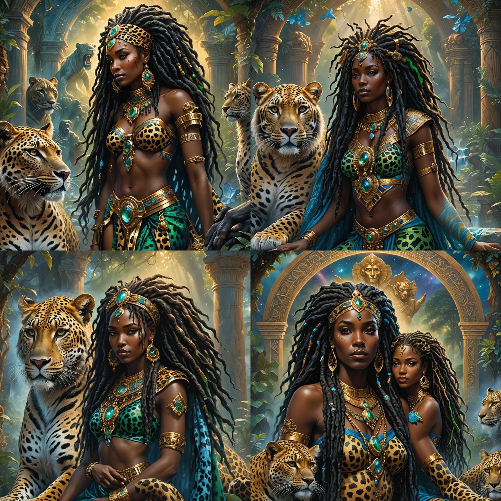 Black Goddess Kissed by God in Hyperrealistic Oil Painting