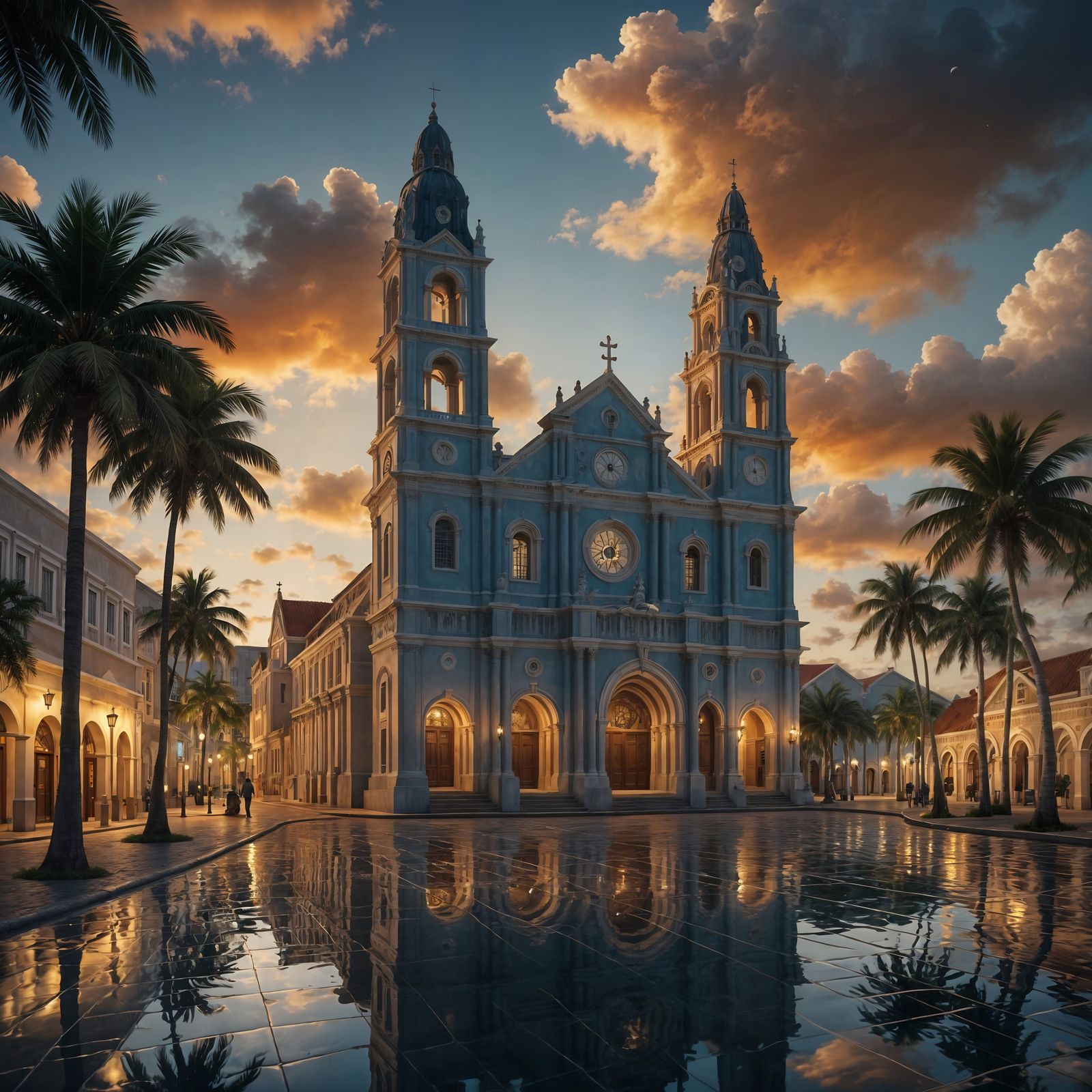 Aruba Cathedral at Dawn: Caribbean Dutch Architecture